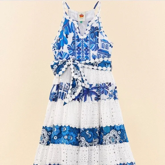 blue dress for baby girl Farm Rio Blue Colored Stripes Midi Dress – Luck Lafayette main image 1